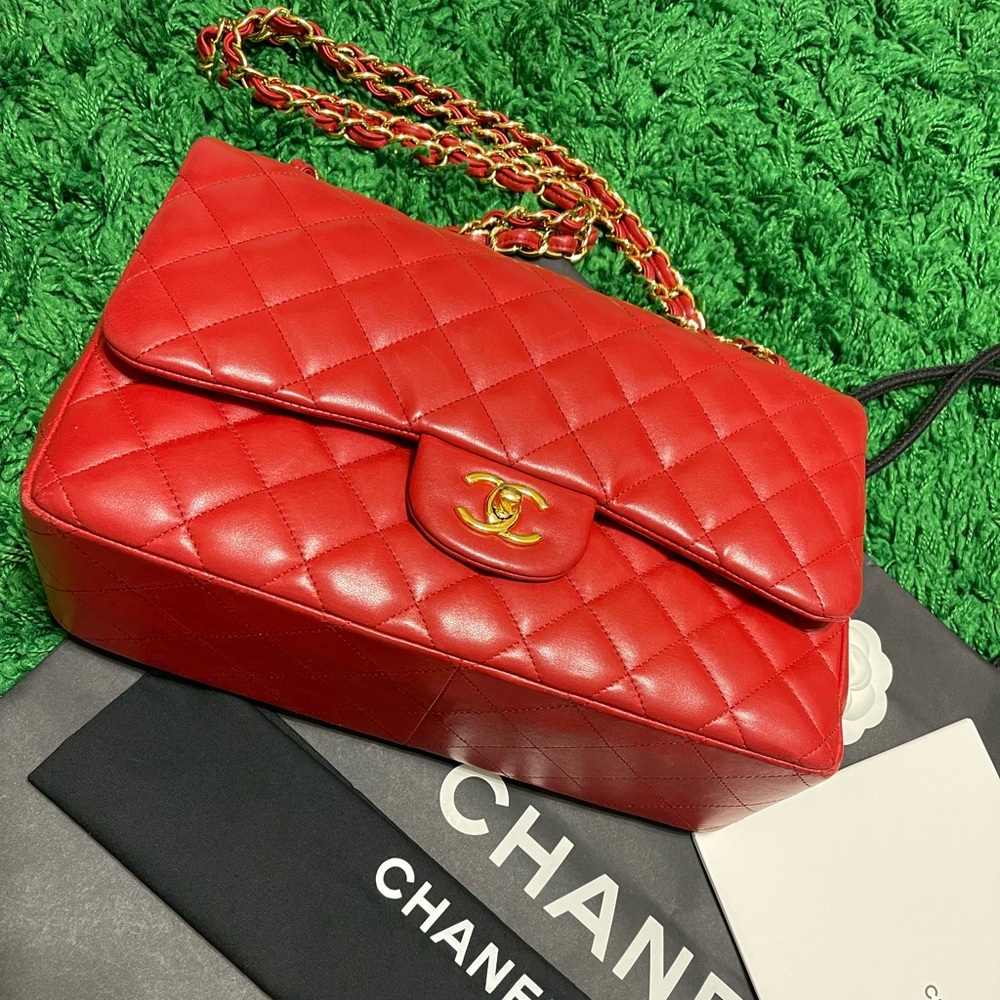 Chanel Jumbo Red Double Flap